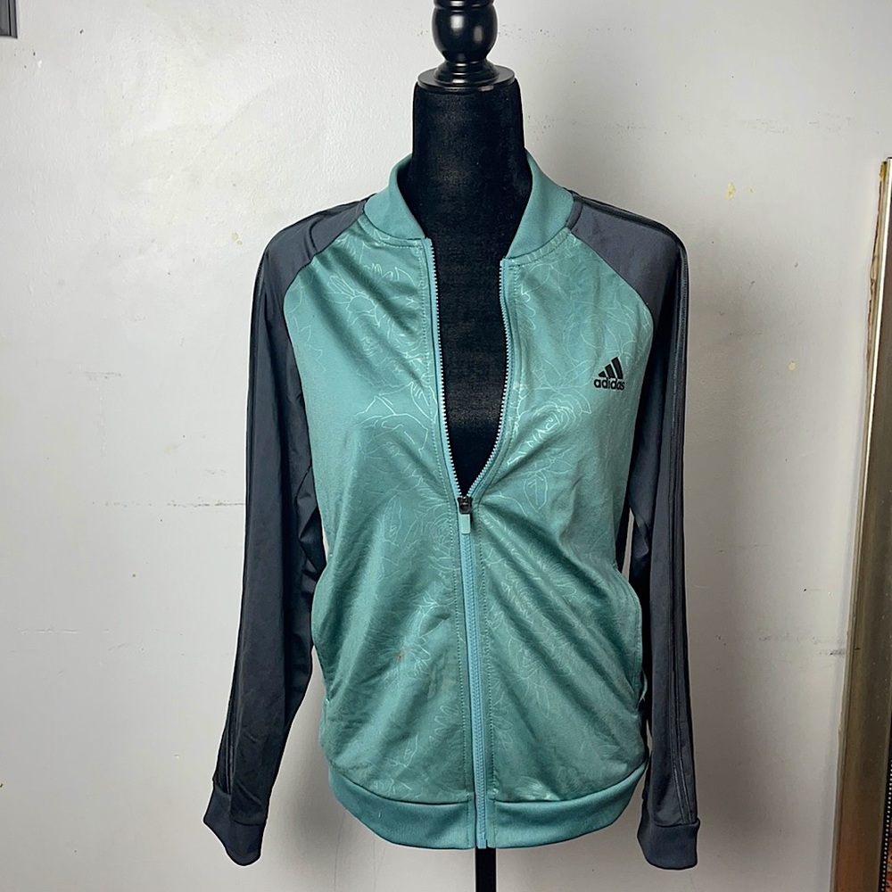 Adidas Bomber Jacket Teal Floral Design